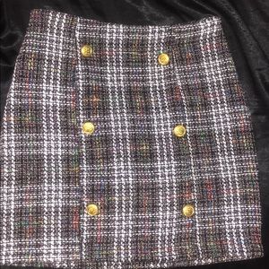 PrettyLittleThings Plaid Gold button vintage skirt